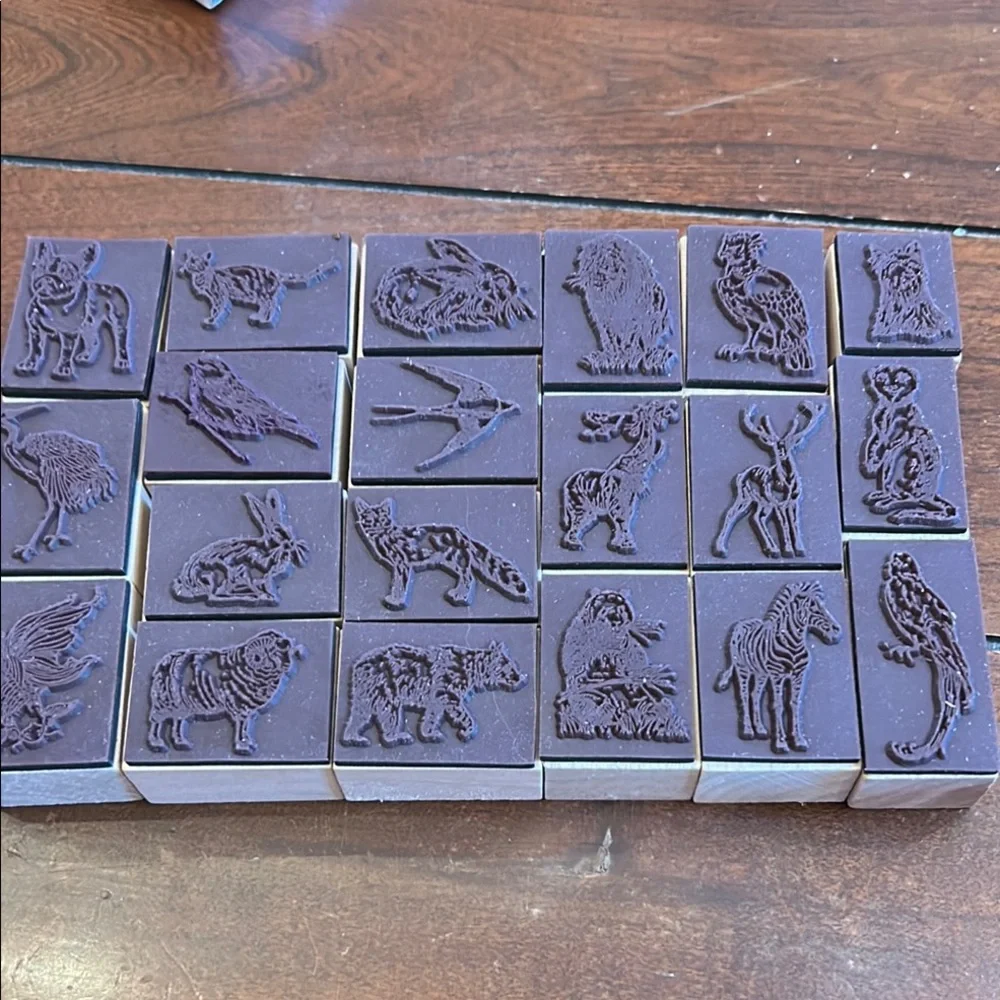Animal Print Wooden Stamps Set